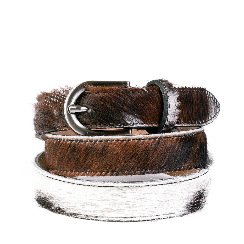 Bags For Personalized Gifts Natural Cow Hair and Real Leather Narrow Belt Pack of Two Timeless Handbags Now At Special Discounts