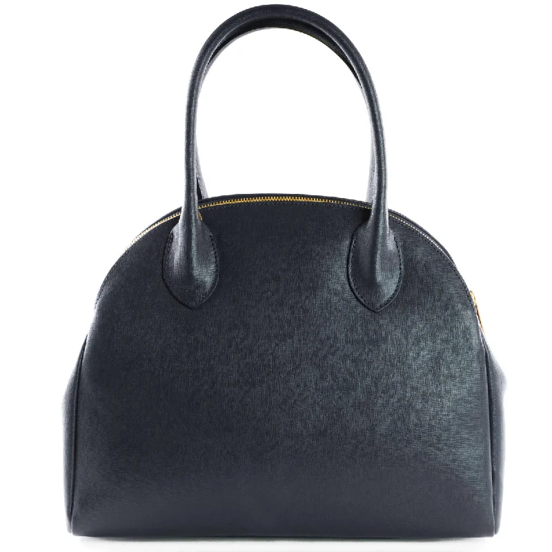 Street Chic Discounts Navy Real Leather Double Zip Tote Bag Trendy And Timeless Handbags Now On Sale