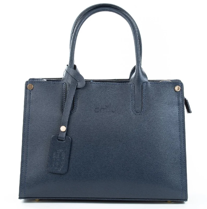 Navy Real Textured Ruga Leather Grab Tote Bag The Ultimate Sale On Must-Have Handbags
