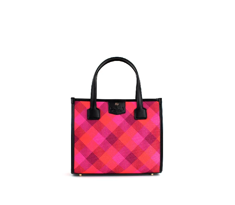 New Season Fashion Preview Oasis - Red Tartan Vegan Canvas Bag Don't Miss Out – Handbag Discounts