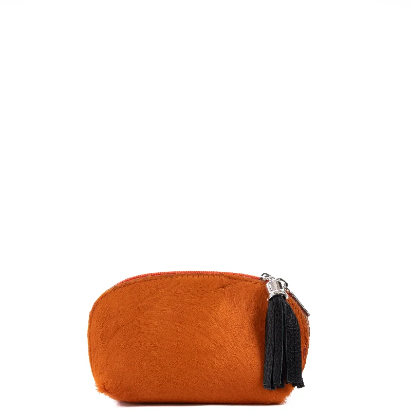 Stupidly Low Prices Orange Cowhide Real Leather Mini Clutch Pod Flash Sale On Handbags