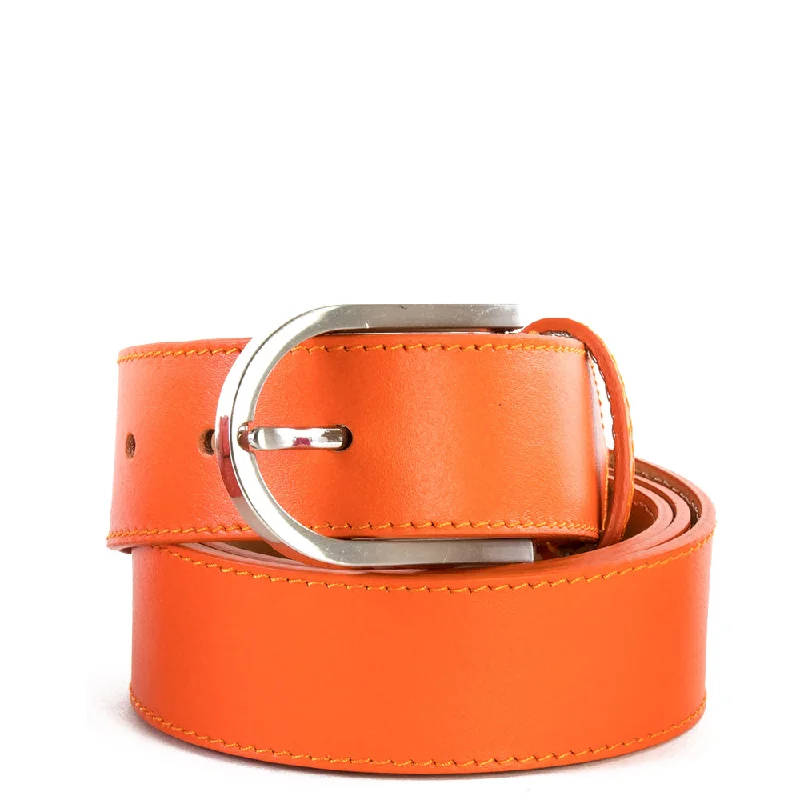 Chic And Edgy Orange Real Italian Leather Wide Belt Pack of Two Fashion Bags, Limited Offer