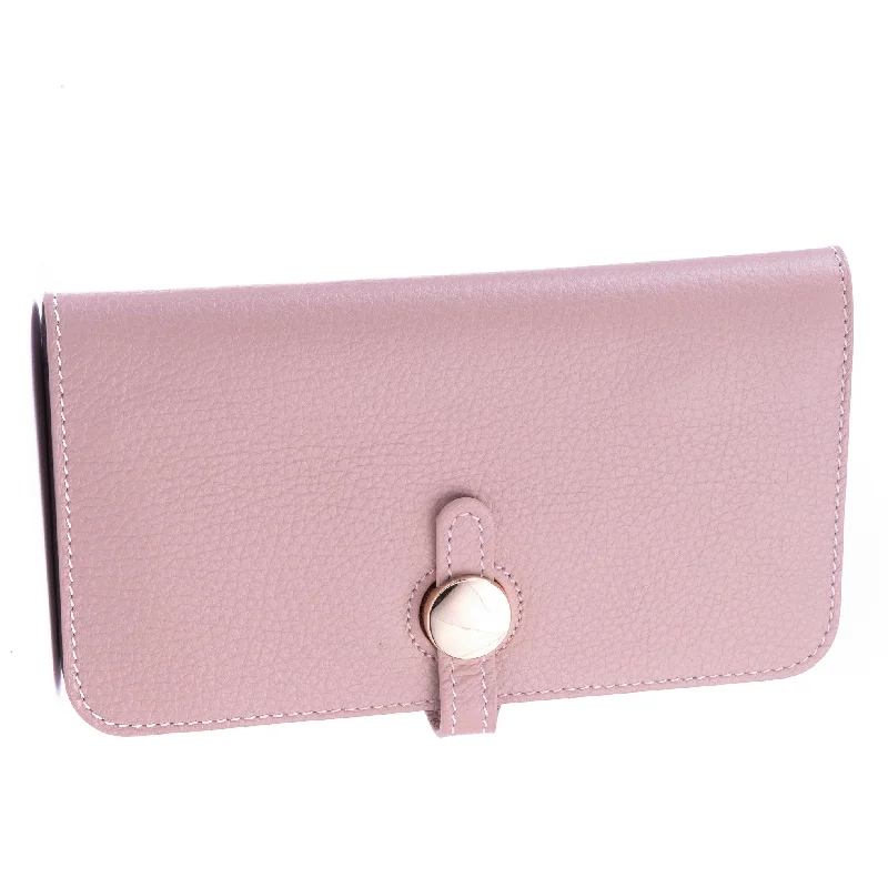 Discounted Designer Bags On Sale Pale Pink Pebble Grain Leather Purse Clutch Statement Bags With Exclusive Savings