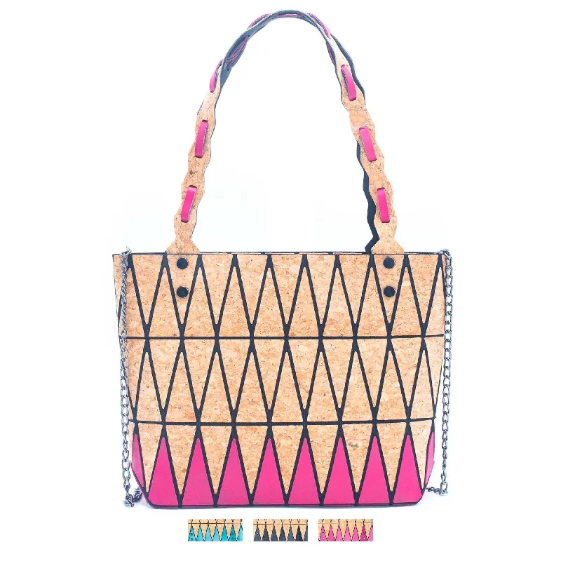 Unbeatable Deals Pink black and lake blue Natural Cork Geometric handbags BAG-2212 Best-Selling Bags Now At Exclusive Promotional Prices