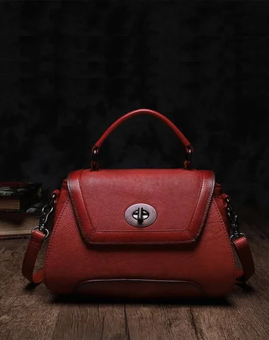 Limited Styles Red Geometric Vintage Womens Handbag Leather Brown Shoulder Handbag Purse for Ladies Premium Handbags At Unbeatable Markdowns