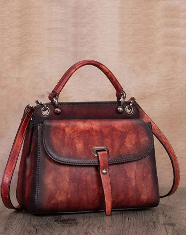 Summer Deals Red Vintage Ladies Leather Square Satchel Handbag Purse Brown SHoulder Bag Side Bag for WOmen Handbag Deals You'll Love