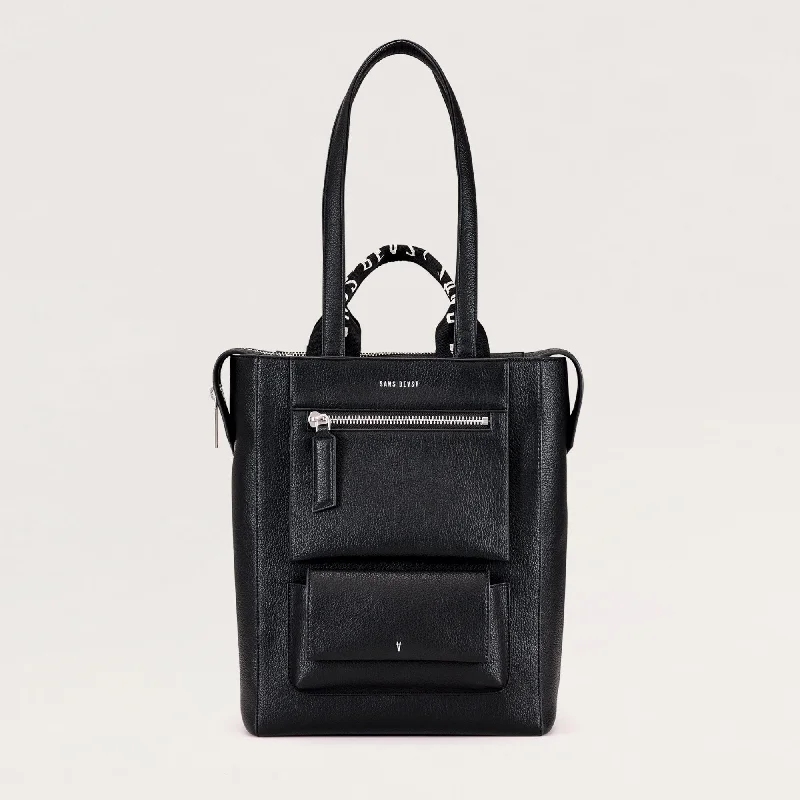 Chic And Edgy Universo - Portrait Maxi Tote Bag - Noir + Silver Elegant Purses, Shop & Save
