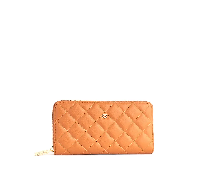 Timeless Elegance Sale Uptown Quilted - Tan Zipper Wallet Modern Handbags With Stylish Discounts