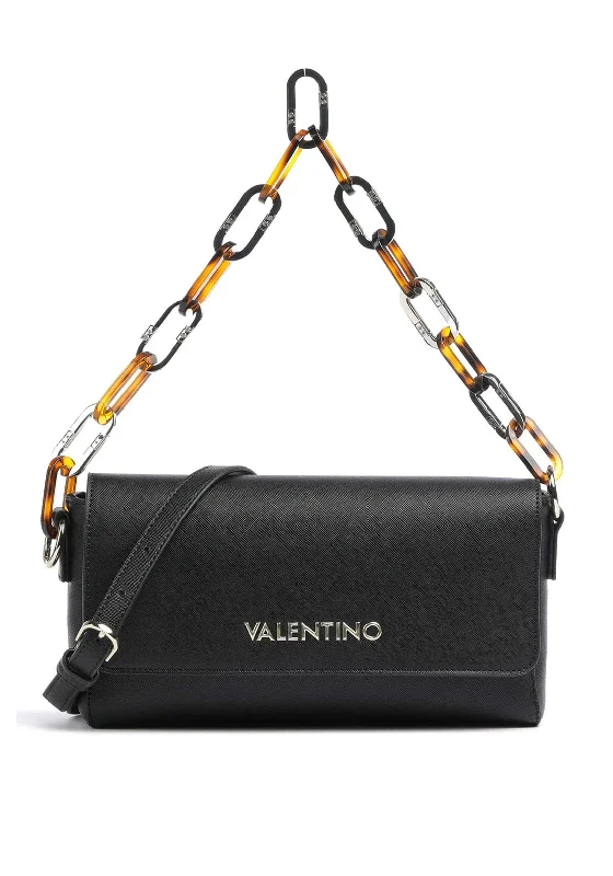 Fashionista Sale Valentino Bercy Folded Faux Leather Shoulder Bag, Black Elegant Bags, Limited Stock Available