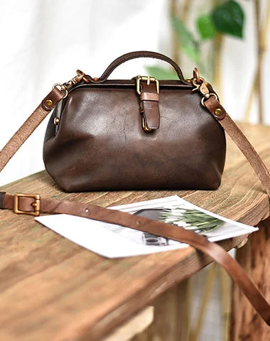 Womens Coffee Leather Doctor Handbag Purses Vintage Coffee Doctor Side Purses for Women Must-Have Bags, Big Discounts