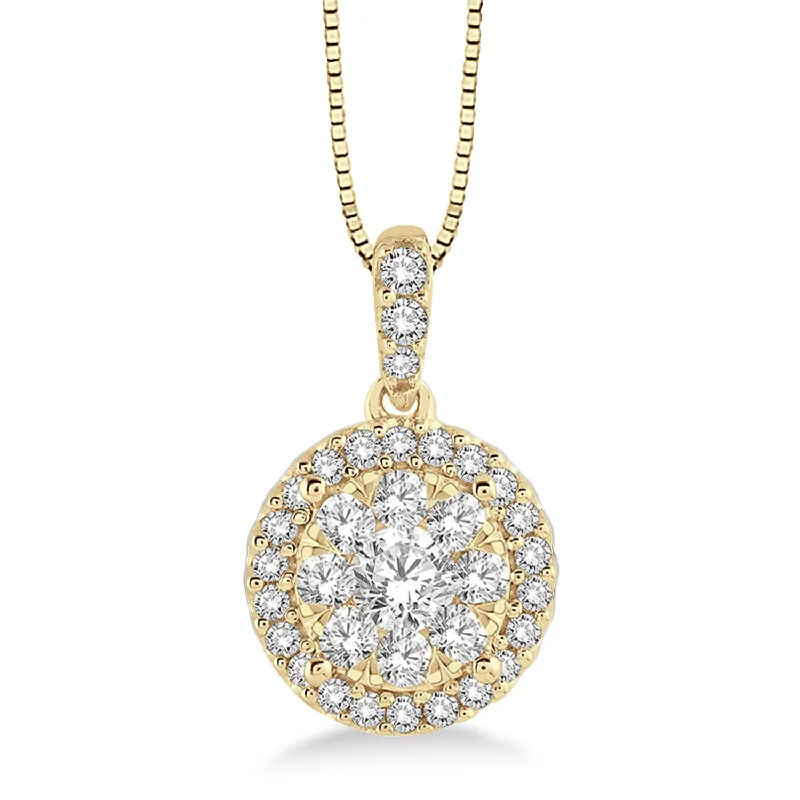 Classic And Modern Jewelry Styles On Sale Diamond Halo Cluster Pendant