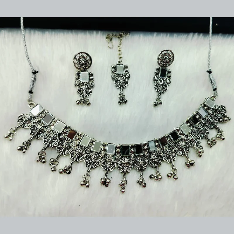 Elegant Jewelry, Exclusive Prices – Shop Now Manisha Jewellery Oxidised Plated Mirror Necklace Set