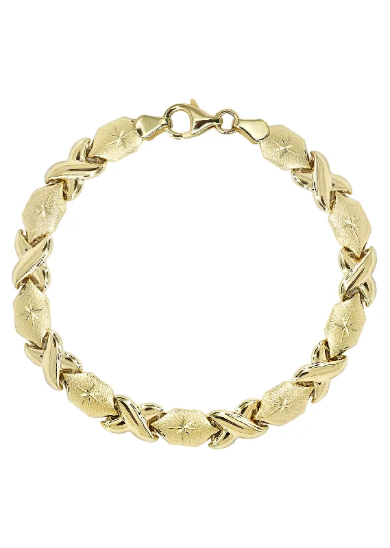 Shop Stylish Jewelry Now And Save Big YELLOW GOLD "XO" HOLLOW BRACELET FOR WOMEN | APPX 5.4 GRAMS