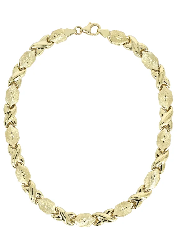 Shop Dazzling Jewelry At The Best Prices YELLOW GOLD "XO" HOLLOW NECKLACE FOR WOMEN | APPX 11.7 GRAMS