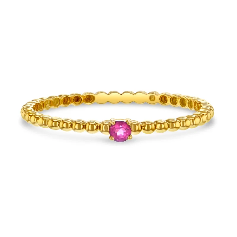 Luxury Jewelry Sale – Elegant Styles At Unbeatable Prices 14k Gold Beaded Ring Pink Cubic Zirconia Women's Ring