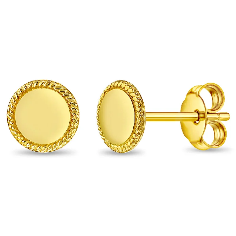 Stunning Jewelry At A Fraction Of The Price 14k Gold Braided Edge Engravable Women's Earrings