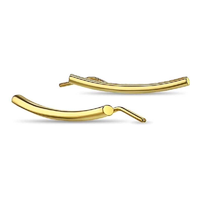 Luxury Jewelry At Unbeatable Discounts 14k Gold Curved Bar Cuff Women's Earring