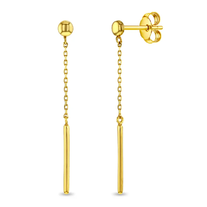 Discounted Luxury Jewelry – Shine Without The Splurge 14k Gold Dangle Bar Women's Earrings