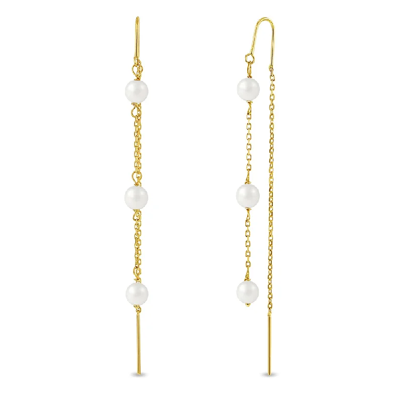 Luxury Jewelry Now At Special Promotional Rates 14k Gold Dangled Pearl Women's Earrings