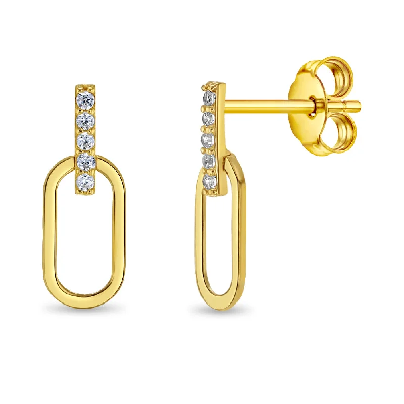 Affordable Luxury Jewelry For Every Occasion 14k Gold Paperclip Clear CZ Women's Earrings