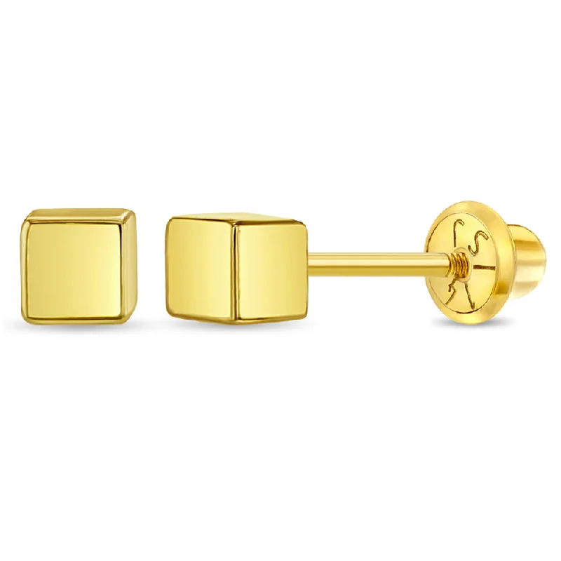 Luxury Jewelry Without The Luxury Price Tag 14k Gold Tiny Square Women's Earrings