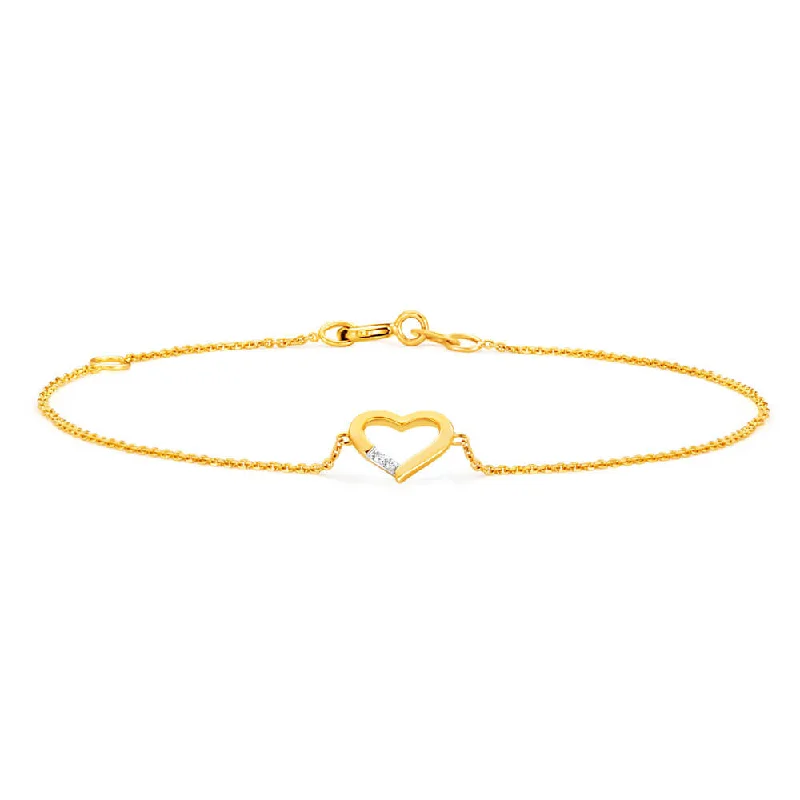 Limited-Stock Jewelry Clearance – Grab Your Favorites Now 9ct Yellow Gold Diamond Heart Adjustable Bracelet