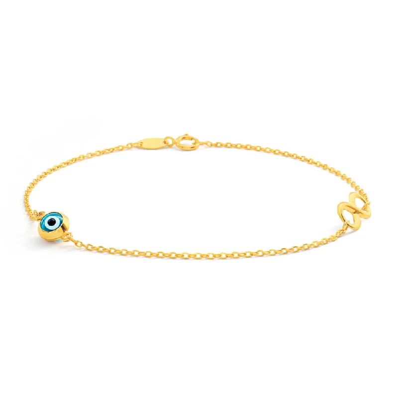 Personalized Jewelry Sale – Unique Gifts At Low Prices 9ct Yellow Gold 'Evil Eye' and Infinity 19cm Bracelet