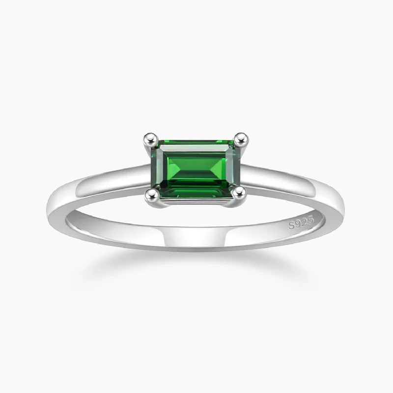 Grab Stylish Jewelry Before The Sale Ends Baguette Birthstone Ring in Sterling Silver