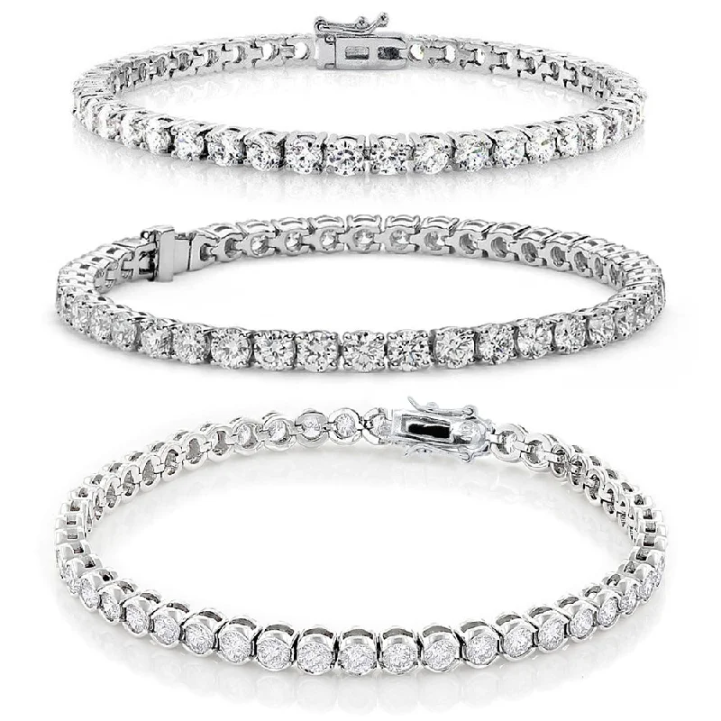 Dainty Floral Jewelry For Feminine Elegance Cate & Chloe Bracelet Pack of 3 - Olivia, Joelle, Kaylee White Gold Plated Tennis Bracelet for Women