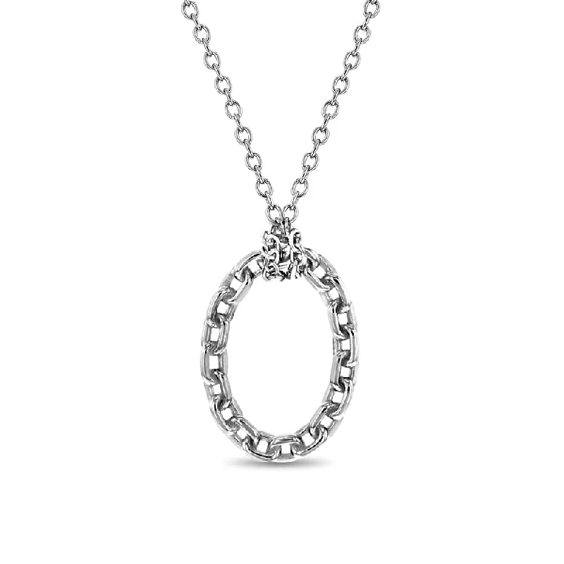 Jewelry Clearance Sale – Final Reductions Chained Oval 16"-17.5" Women's Pendant/Necklace Link Chain - Sterling Silver