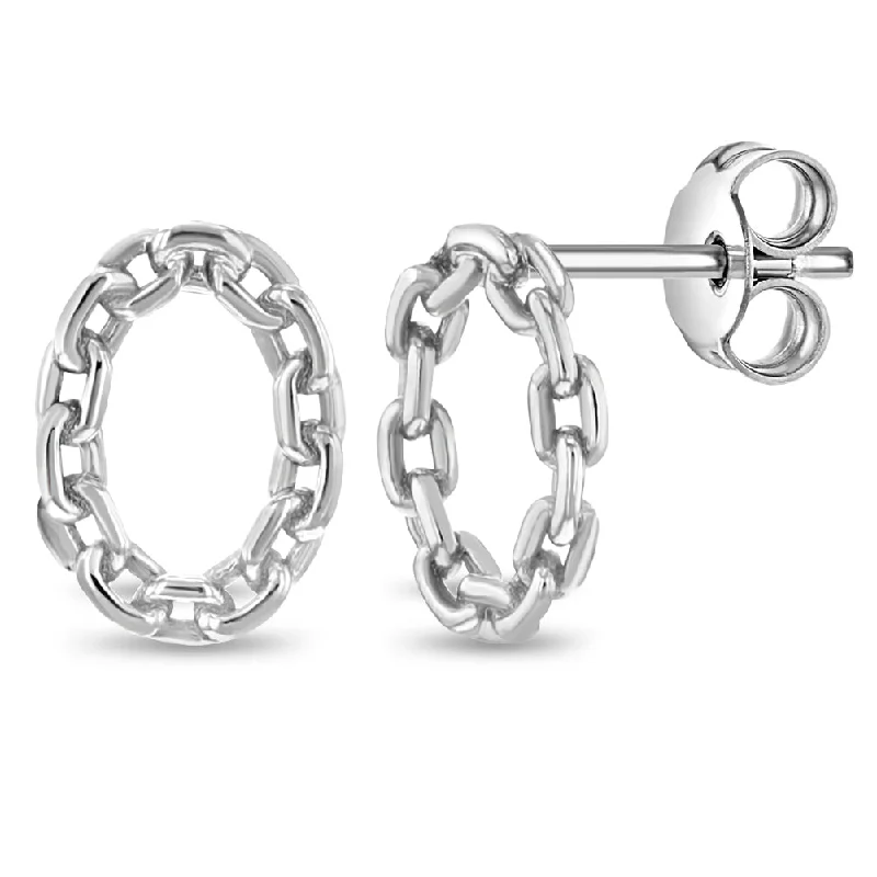 Shop Jewelry That Shines Without The High Price Chained Oval Women's Earrings - Sterling Silver