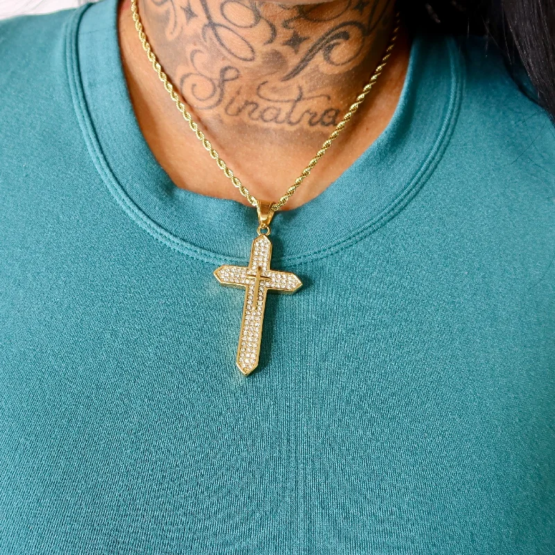 Elevate Your Outfit With Discounted Statement Jewelry Golden Bless Cross Necklace