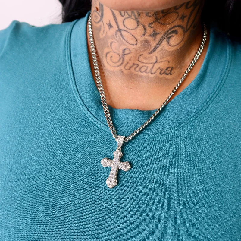 Discover Unique Jewelry With Special Limited-Time Offers Silver Icy Cross Cuban Link Necklace