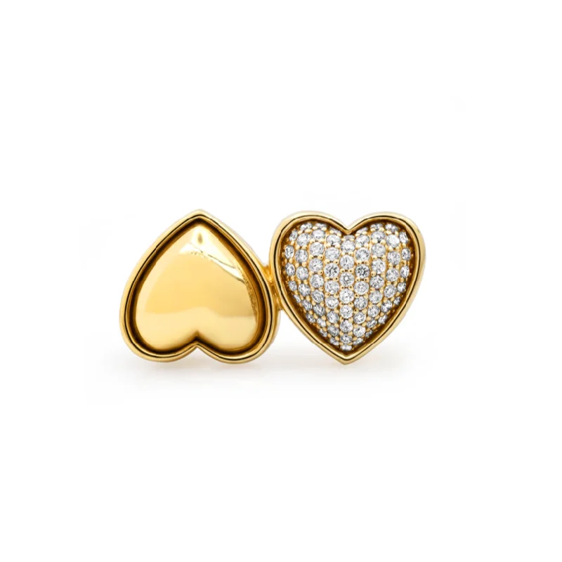 High-End Jewelry, Now More Affordable Than Ever Double Puffer Gold & Diamond Heart Ring