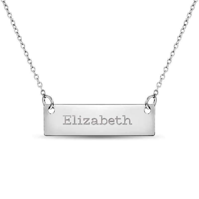 Shop High-Quality Jewelry At Jaw-Dropping Discounts Engraved Bar Women's Necklace - Sterling Silver