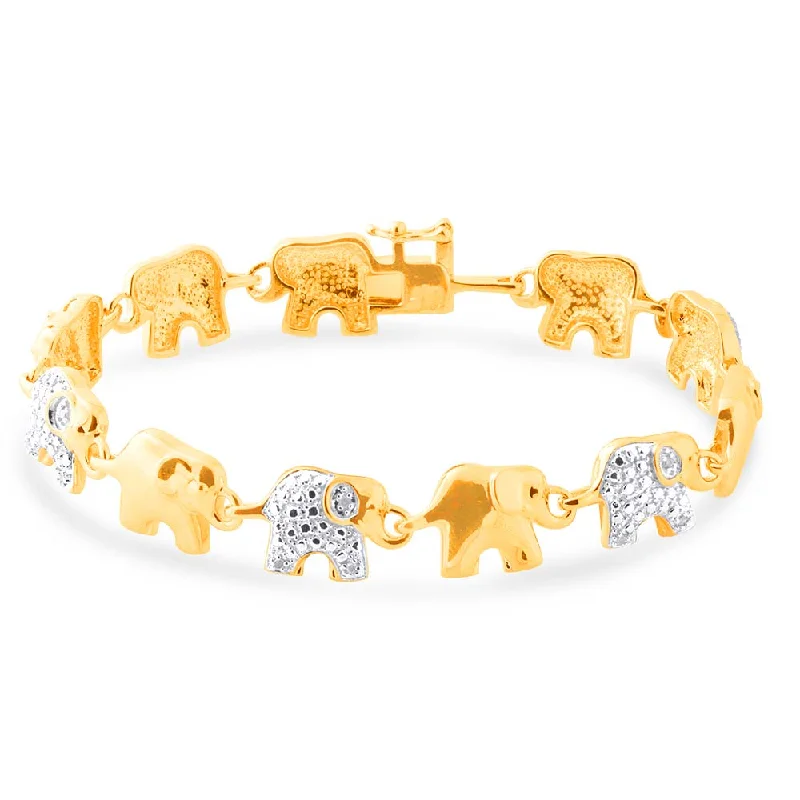 Affordable Luxury Jewelry For Every Occasion Gold Plated  Sterling Silver Diamond Elephant 19.5cm Bracelet