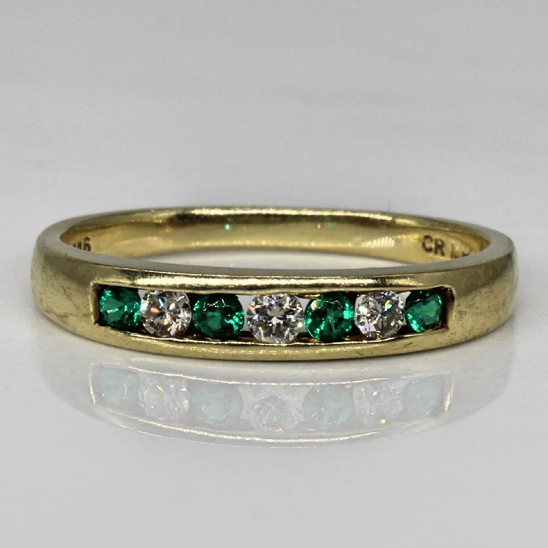 Versatile Layering Jewelry For Effortless Chic 'Michael Hill' Diamond & Synthetic Emerald Chanel Set Ring | 0.09ctw, 0.08ctw | SZ 7.5 |