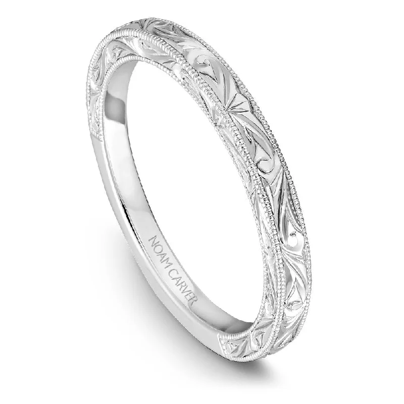 Buy More, Save More On Stunning Jewelry Pieces Noam Carver Hand Engraved Solitaire Wedding Band B019-02EB