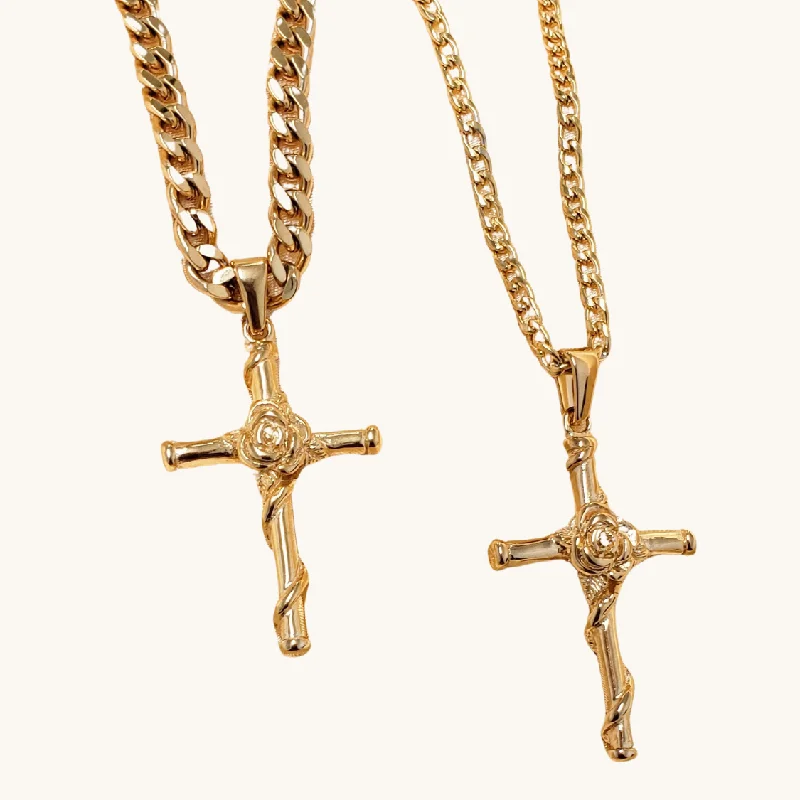 Limited-Stock Jewelry Sale – Once It's Gone, It's Gone Rose Wrapped Cross Necklace Set