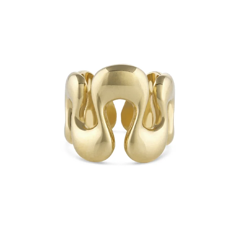 Classic And Modern Jewelry Styles On Sale Sene' Gold Groovy Wide Band Ring