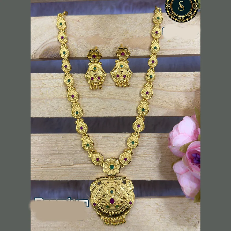 Seasonal Jewelry Sale – Upgrade Your Style Today Siara Collections Forming Gold Plated Pota Stone Long Necklace Set