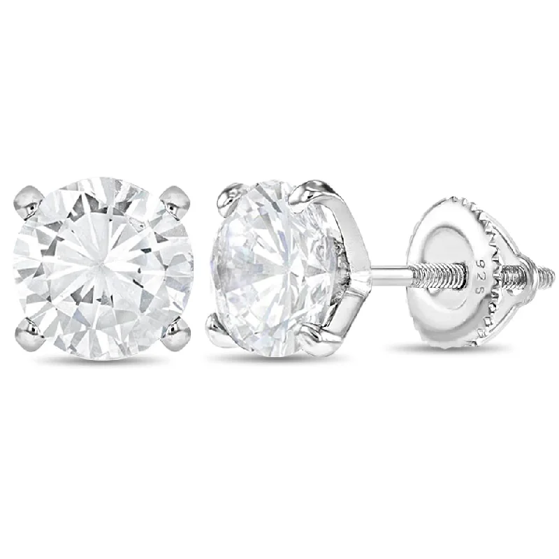 Jewelry Clearance – Final Chance To Save Big Solitaire Clear CZ Women's Earrings - Sterling Silver