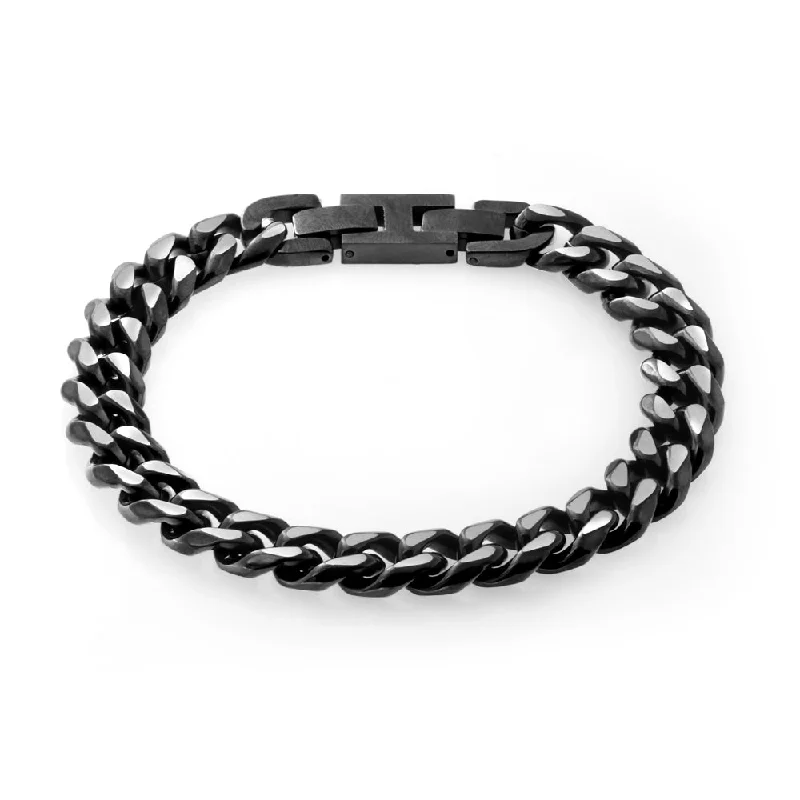 Jewelry Flash Sale – Stylish Designs At Unbeatable Rates Stainless Steel Reversible Black/SteelCurb Bracelet