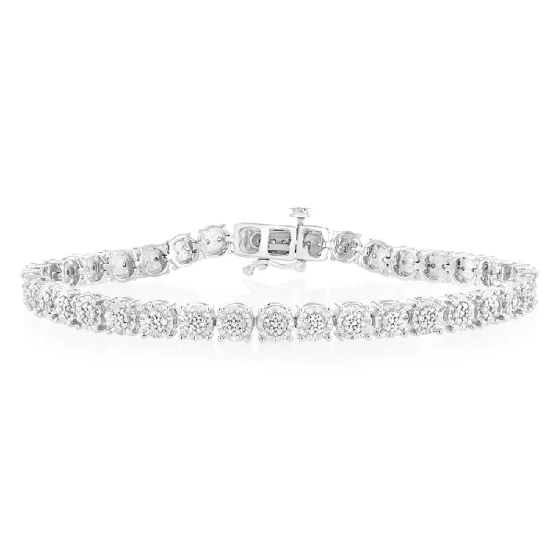 Sparkle For Less – Shop Our Limited-Time Jewelry Deals Sterling Silver 1/4 Carat Diamond Tennis Bracelet 18.5cm