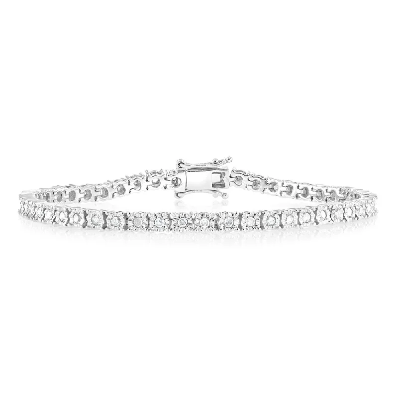 Handcrafted Jewelry Sale – Unique Designs At Low Prices Sterling Silver 1 Carat Diamond Tennis Bracelet  with Round Brilliant Cut Diamonds