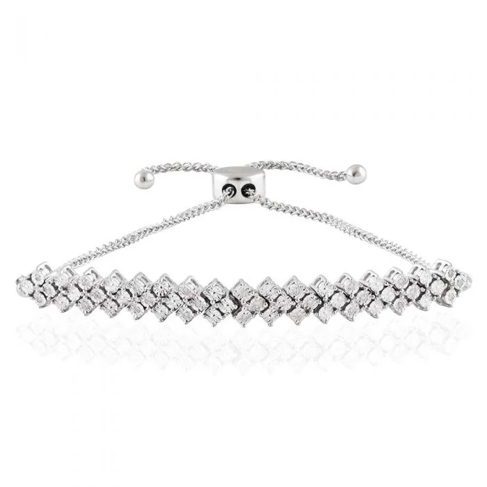 Luxury Jewelry Clearance – Shop Premium Styles Now Sterling Silver 27 Diamonds Slider Bracelet