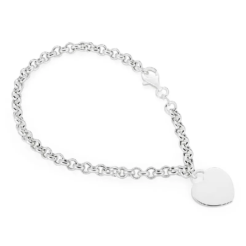 Grab Your Dream Jewelry At The Lowest Prices Sterling Silver Belcher Bracelet 19cm with Small Heart Charm