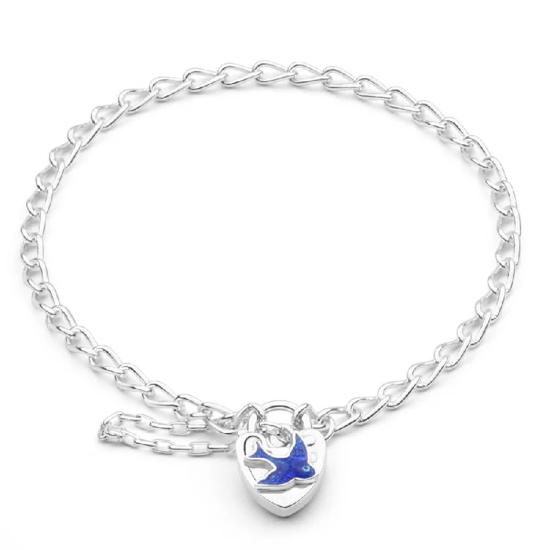 Unmissable Discounts On Timeless Jewelry Pieces Sterling Silver Bluebird Curb Padlock Bracelet 16cm