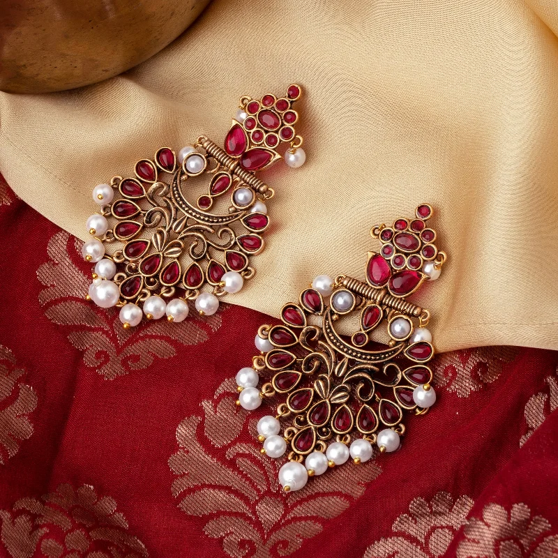 Unique Jewelry Designs Now At Discounted Rates Teejh Rutuja Magenta  Gold Enamel Earrings