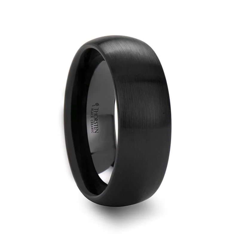 Handcrafted Jewelry Sale – Unique Designs At Low Prices Thorsten Attor Round Brush Black Ceramic Ring (4-10mm) C678-DBB